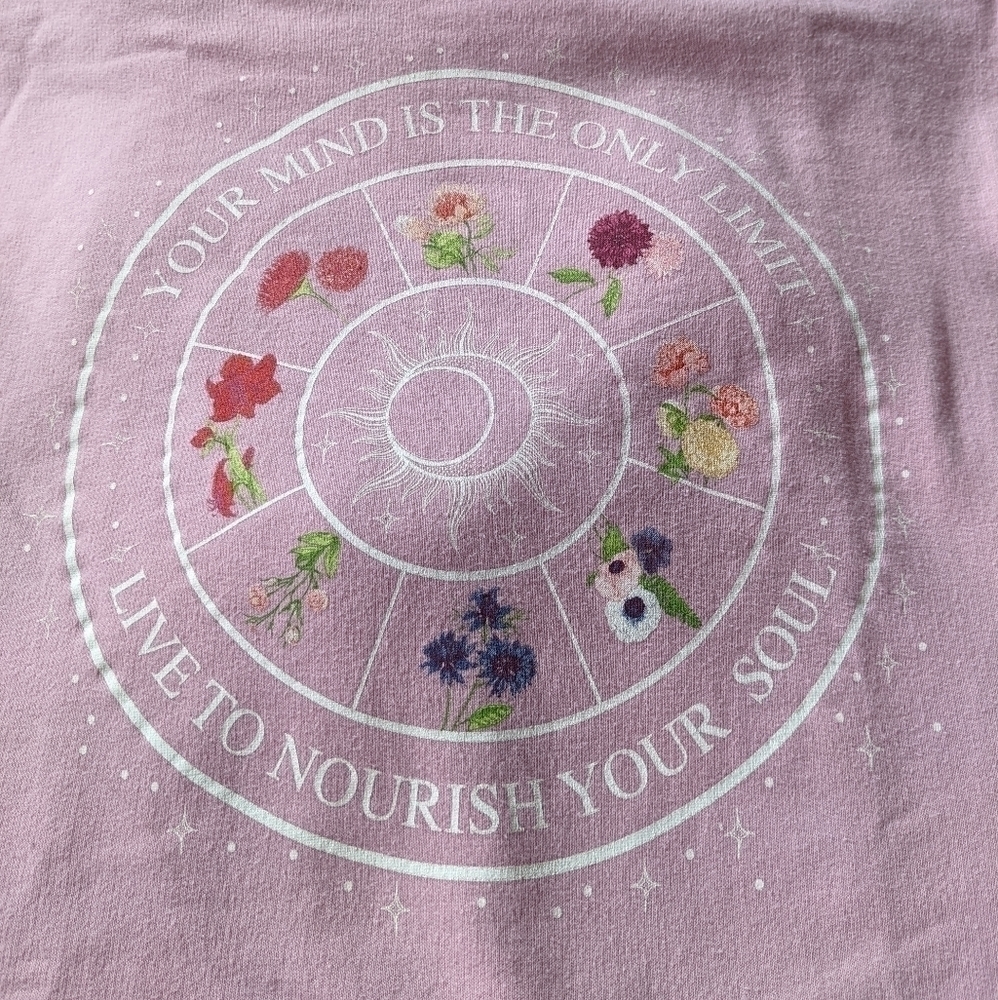 𝅺cold CRUSH pink inspirational floral print hoodie sweatshirt  large